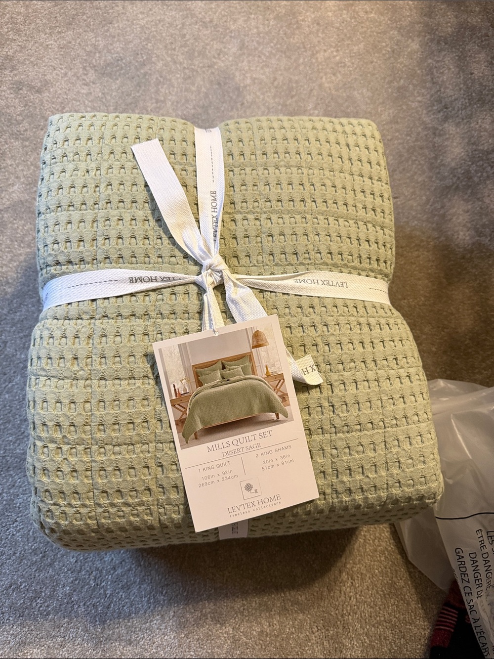 Levtex Sage Green Waffle Quilt Set